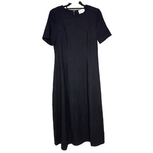 LOULOU Studio Women's Medium Albane Dress Black Boucle Cotton A-Line Long Midi